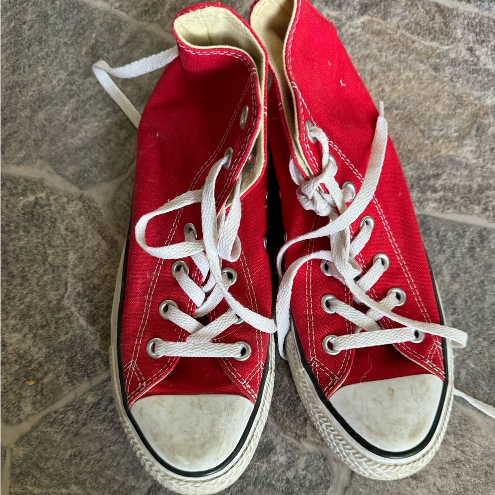 Red converse high tops